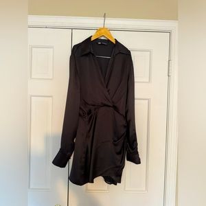 Zara Black Satin Mini Dress